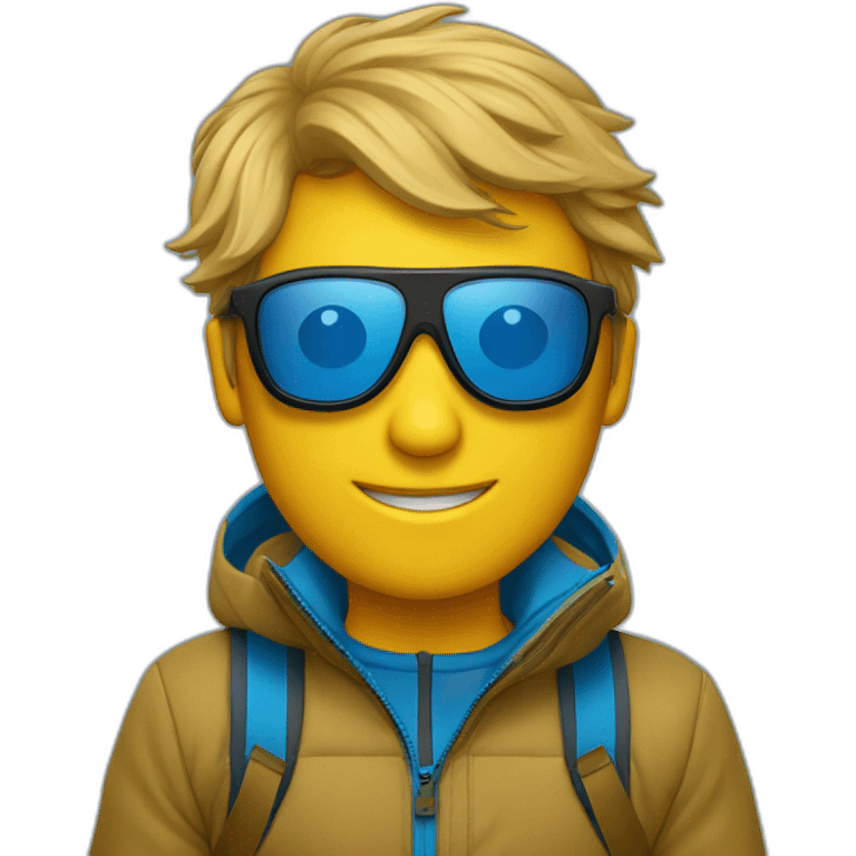 Un jeune homme avec les cheveux bleus et des lunettes de ski emoji