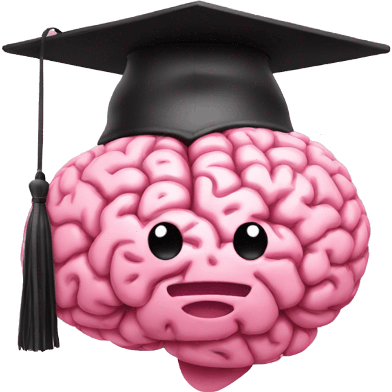 pinkish brain with black Graduation Cap emoji