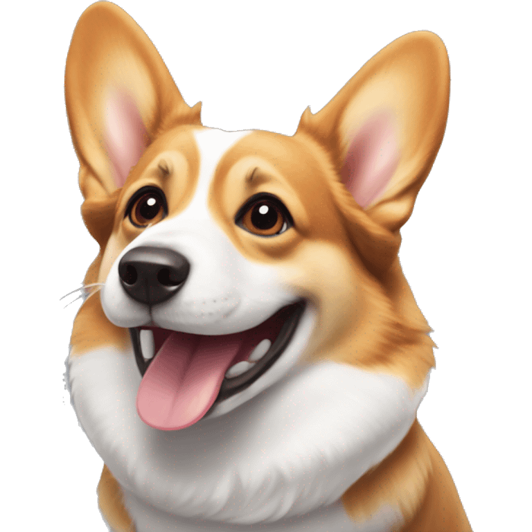 A corgi smiling with tongue out emoji