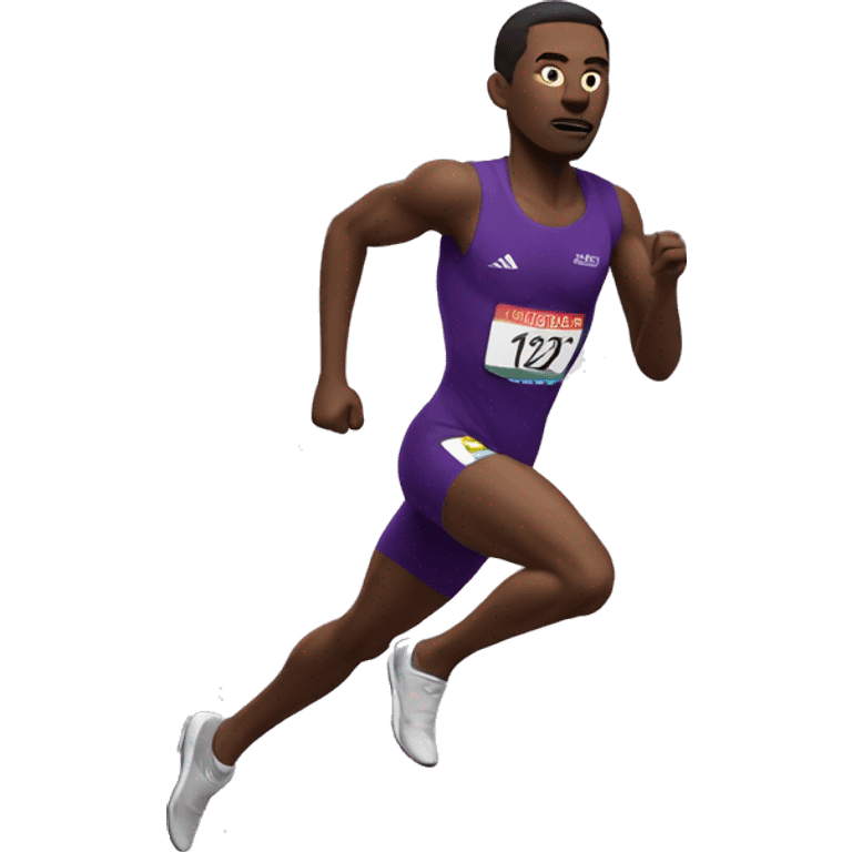 Track sprinter running in a deep purple uniform race ambiguous emoji