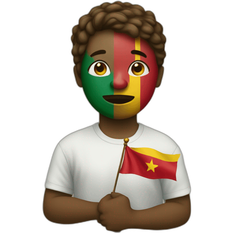 A CAMEROONIAN CRIES WITH THE FLAG IN HAND emoji