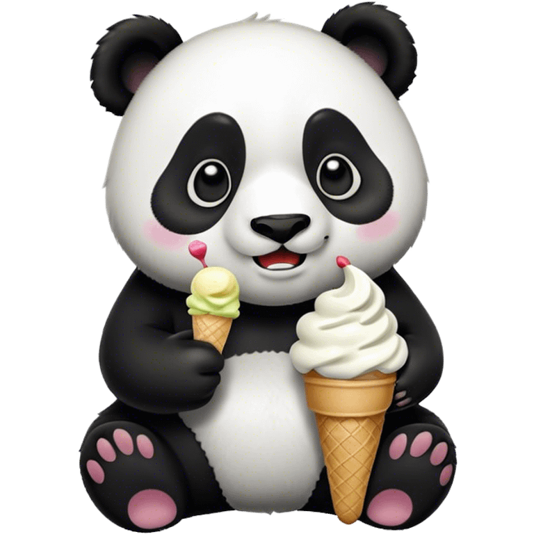 Panda eating ice cream emoji