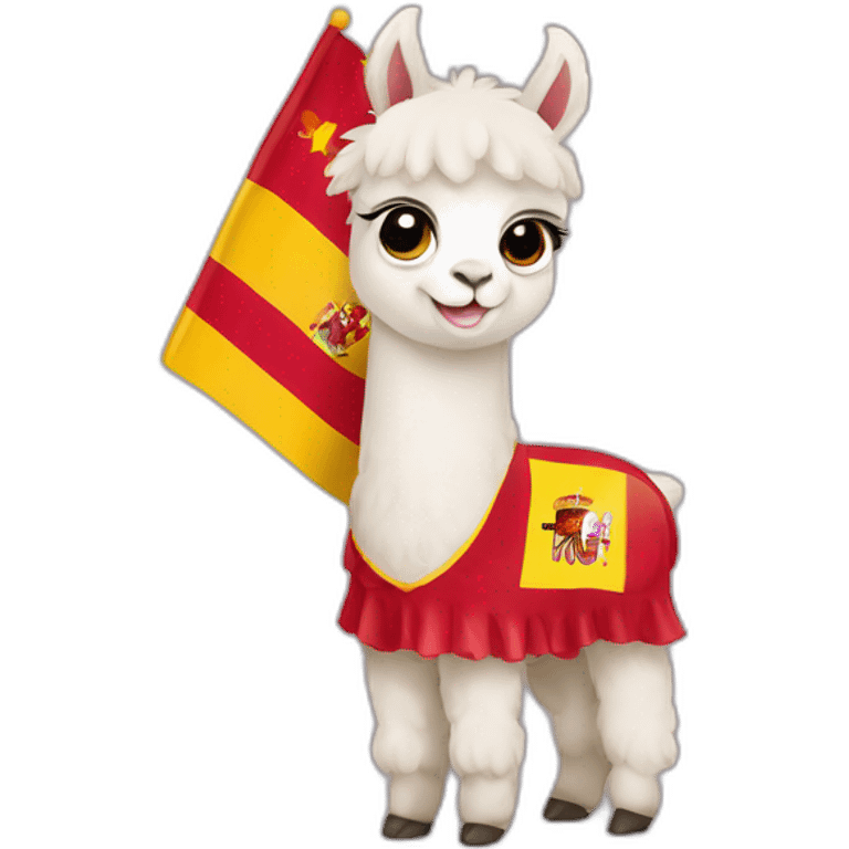 Baby llama with Spain flag emoji