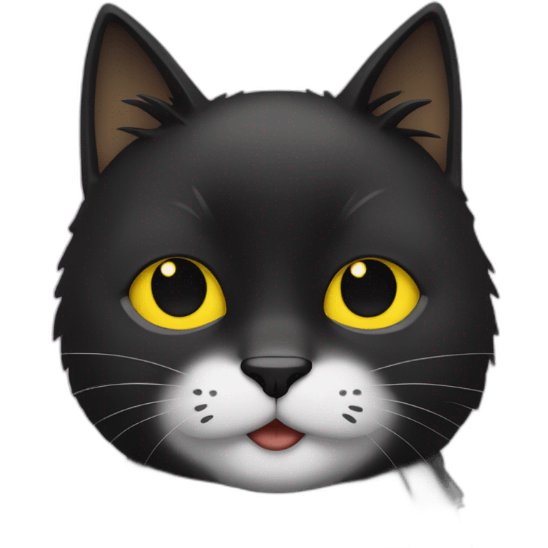 Black cat with yellow band emoji