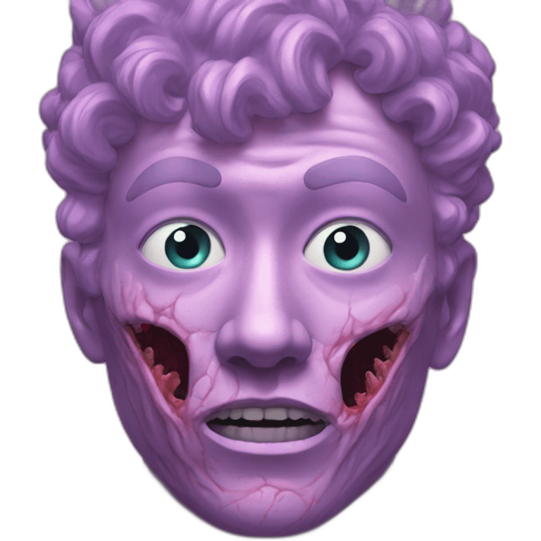 Vaporwave person, half person face half zombie face emoji