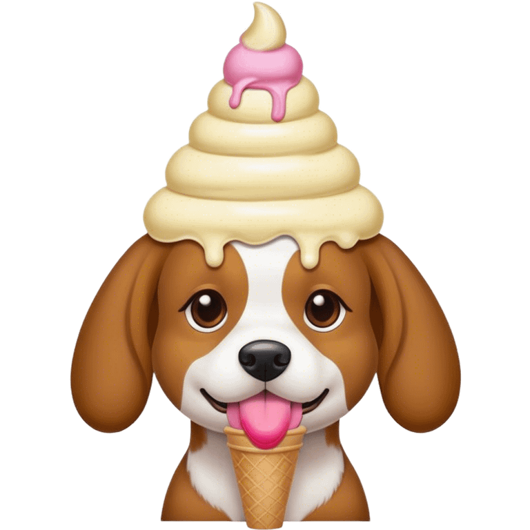 Dog wearing a ice cream hat emoji