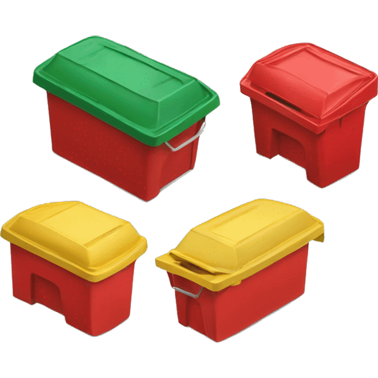 red, green, yellow bin lids not in one bin but seperately emoji