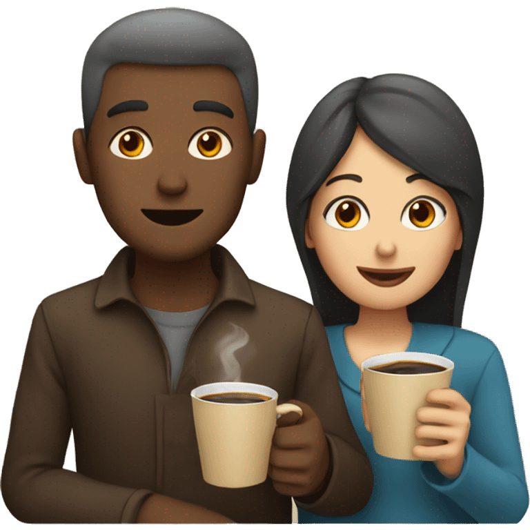 Man and woman drinking coffee  emoji