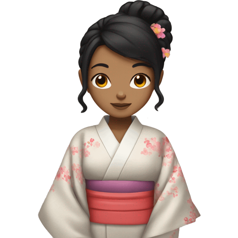 lightskin girl with black hair wearing a kimono emoji