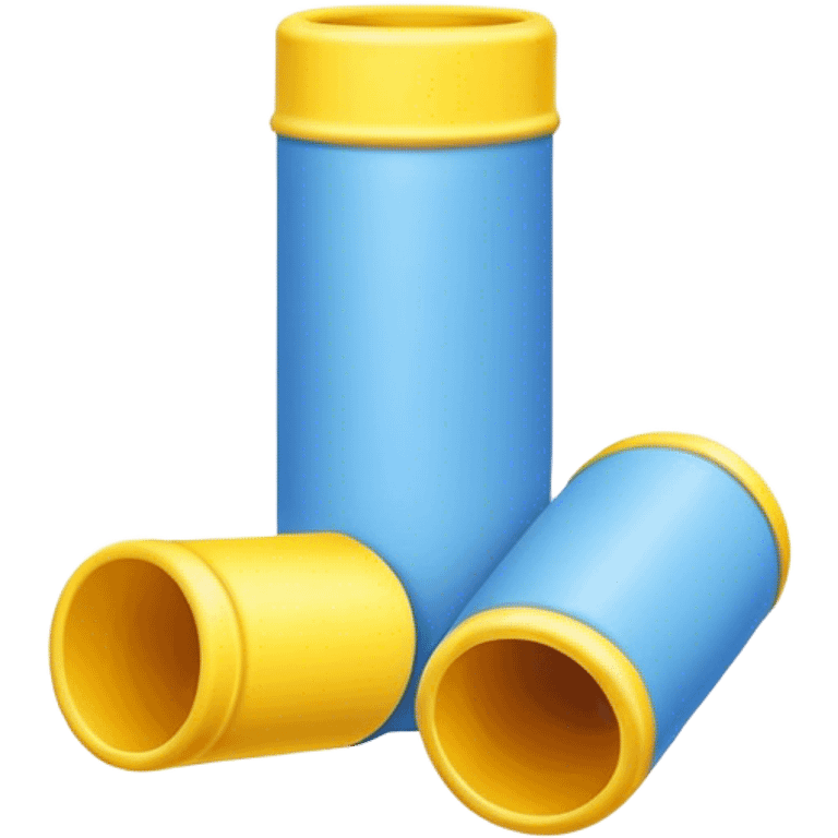 Blue foam tube, yellow on both ends, front view emoji