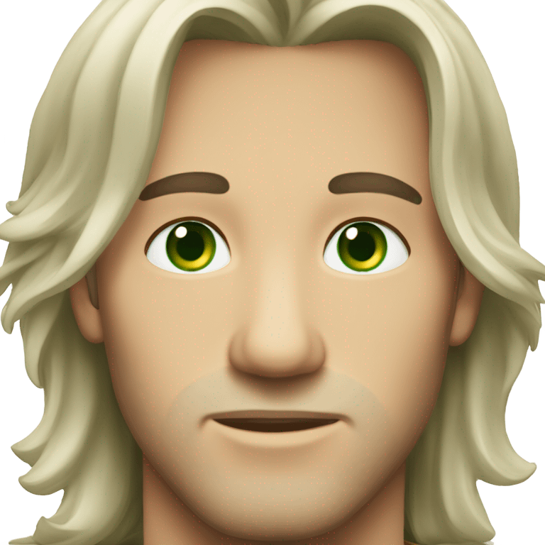 Gemini handsome man with clear face green eyes and long hair emoji