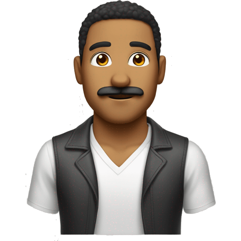 A guy have tan skin from jordan he have a mustache not condensed and littlebit wide nose emoji