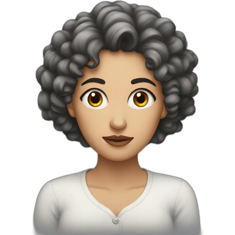 a woman with black curly eye rolling emoji