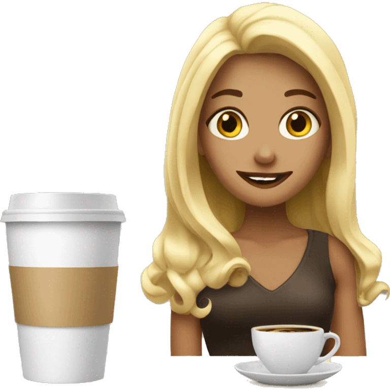 blonde girl and coffee emoji