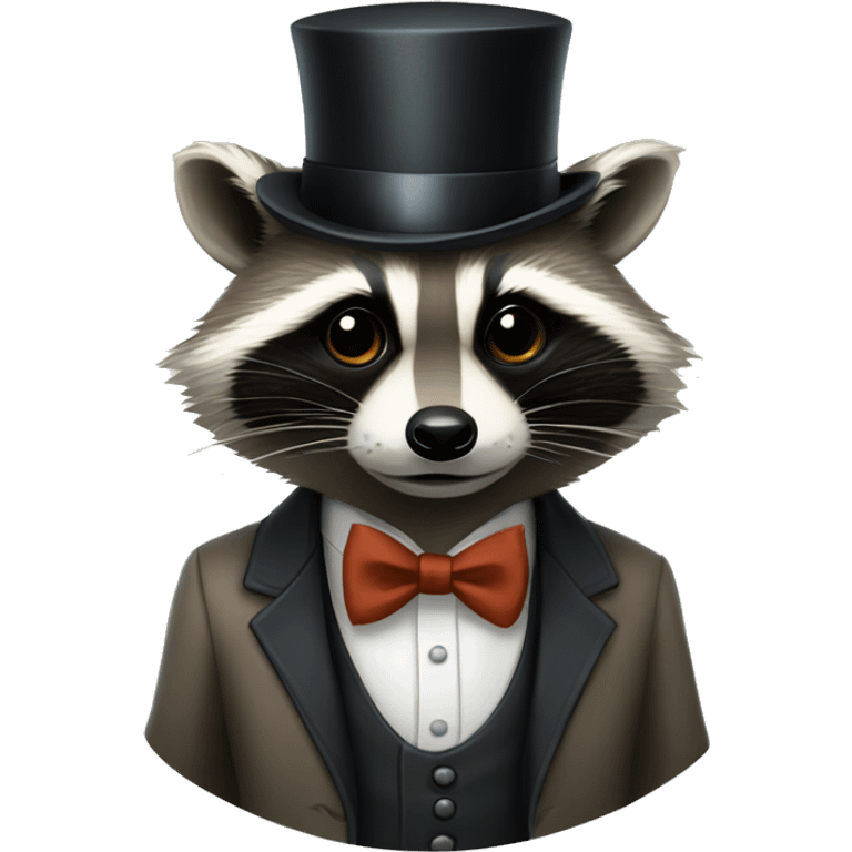 raccoon with bow tie and top hat and monocle  emoji