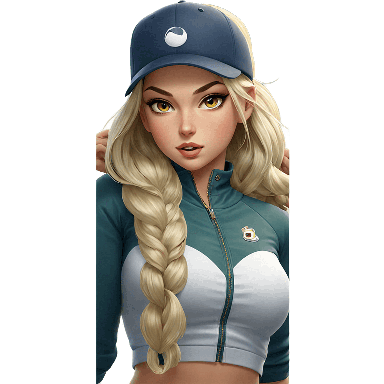 blonde girl in baseball cap emoji