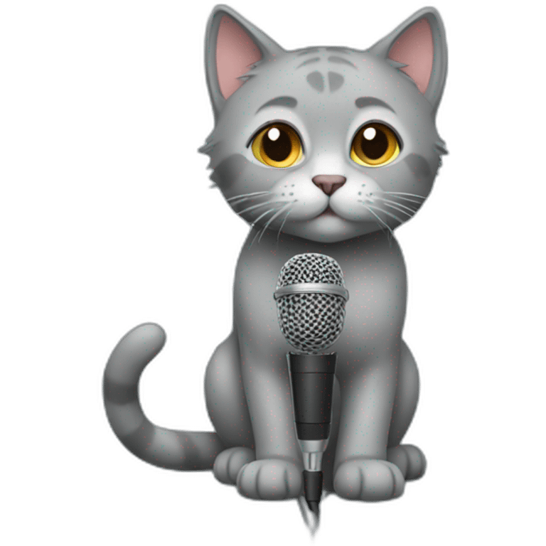 grey kitty with mic emoji