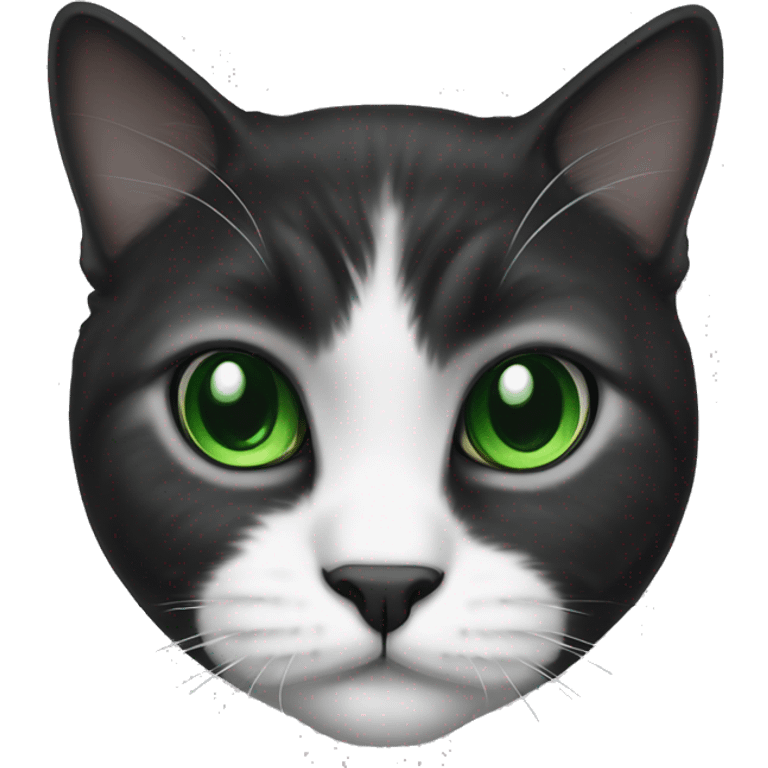 A black and white lop-eared Scottish cat with green eyes emoji