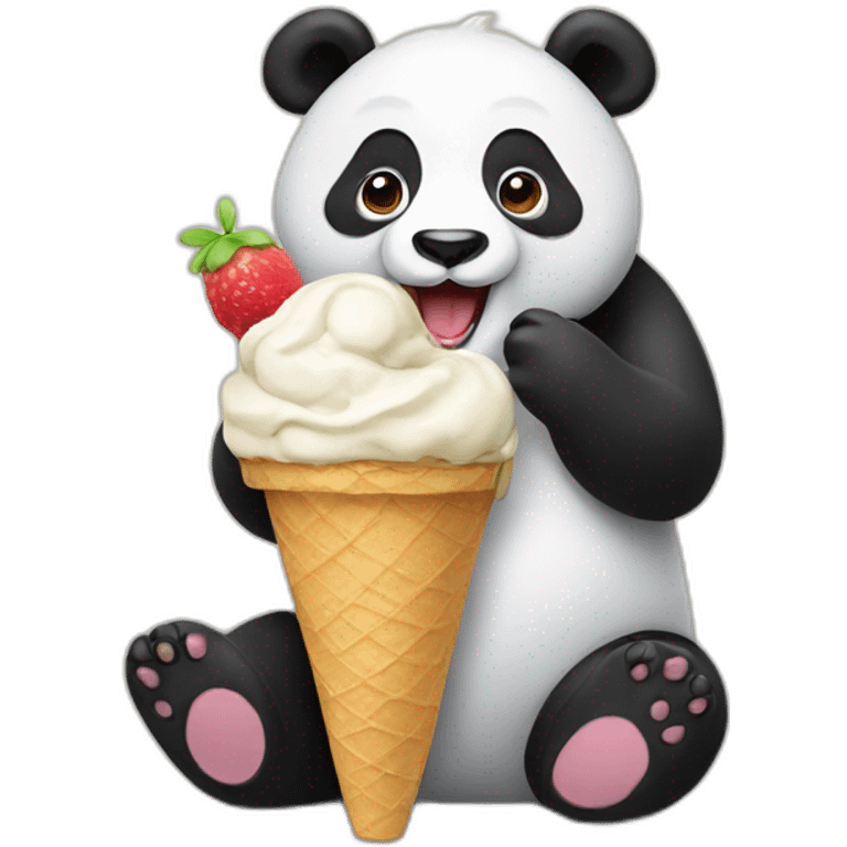 Panda eating a ice cream emoji