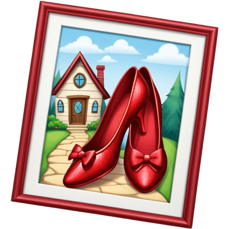 Ruby slippers under a house emoji