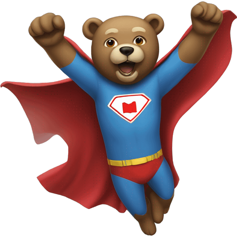 superhero bear flying with a "</>" symbol  emoji