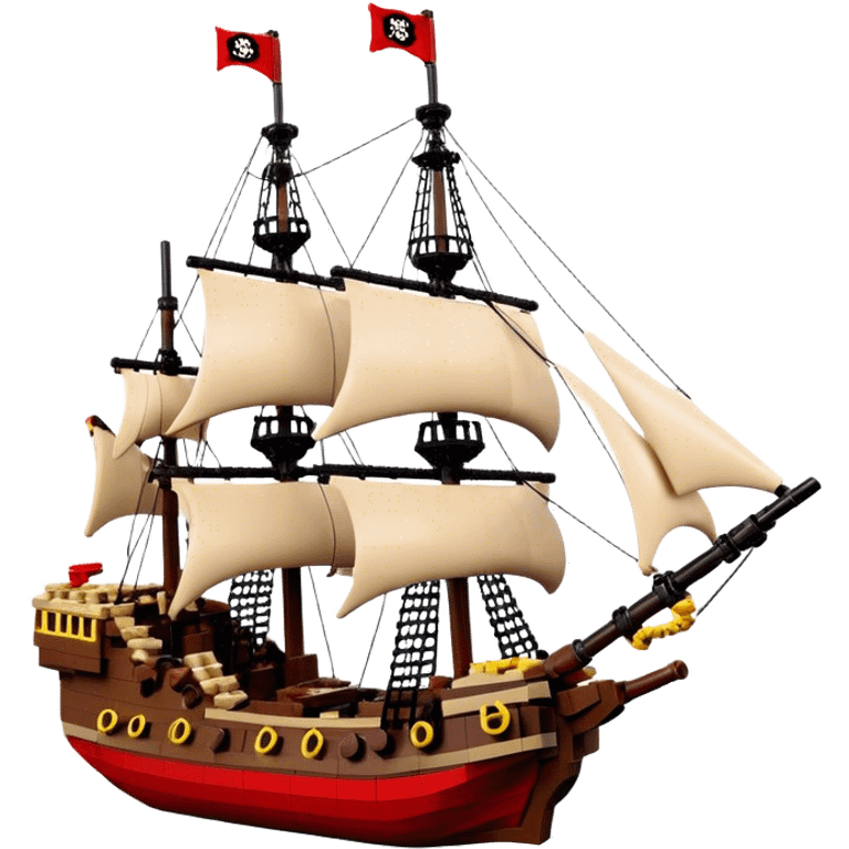 Pirate Ship (Toy) - Lego Pirate Ship (Model Year: 2021) (Iconic colour: Brown with red sails) emoji