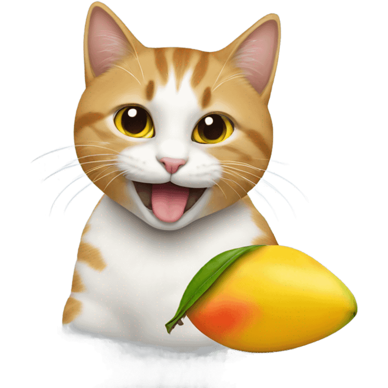 Cat eating mango emoji