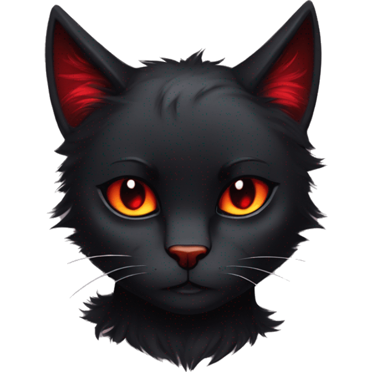 Anthro Edgy Cool Beautiful Black Cat-Fursona with Emo Hair-bangs with Red Streaks emoji