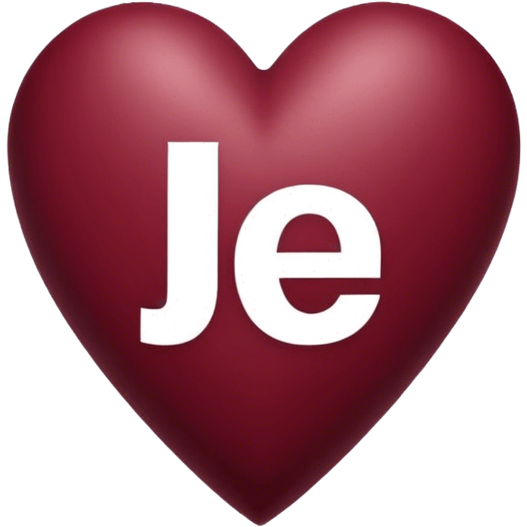 Burgundy heart with the letters Jer in the middle  emoji