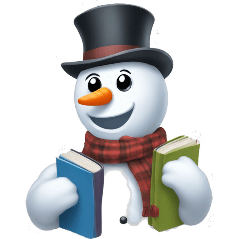 snowman holding books emoji