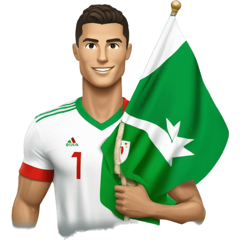 Cristiano Ronaldo holding the Algerian Flag emoji