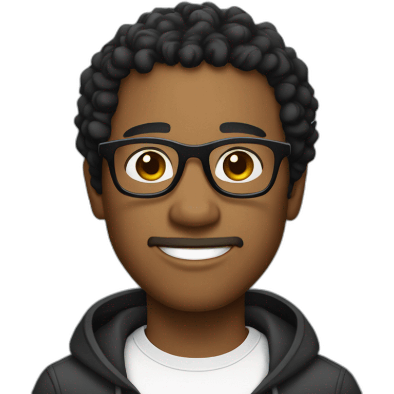 curly short black-haired man wearing square glasses light skin emoji