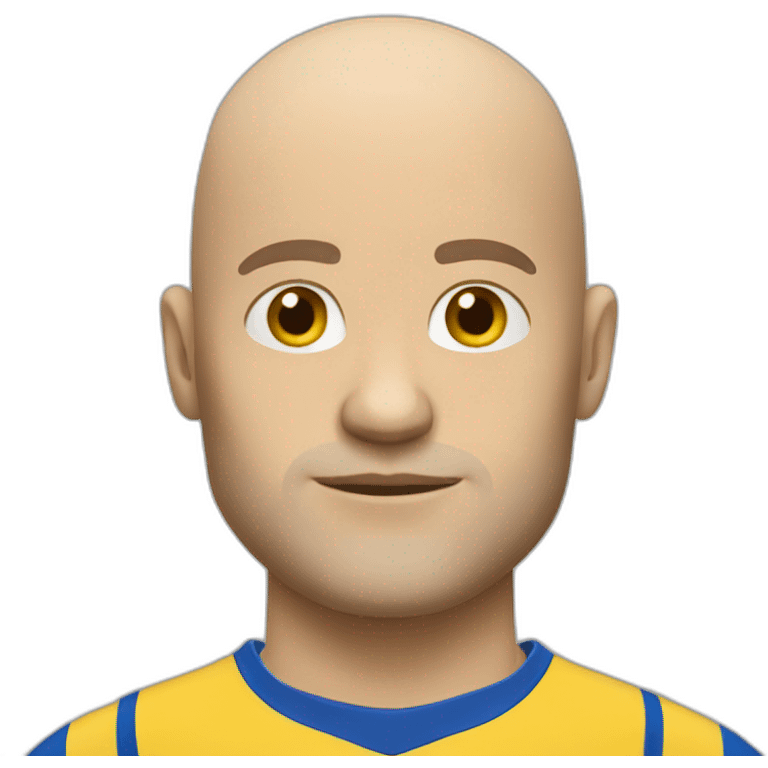 Rugby player With yellow and blue t-shirt without Hair and white skin emoji