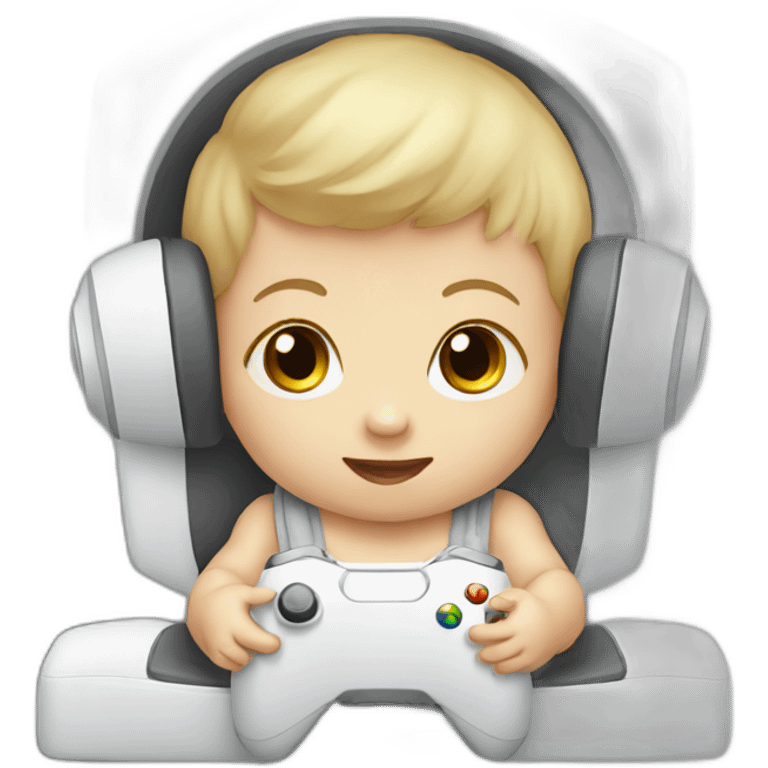 white Baby playing xbox emoji