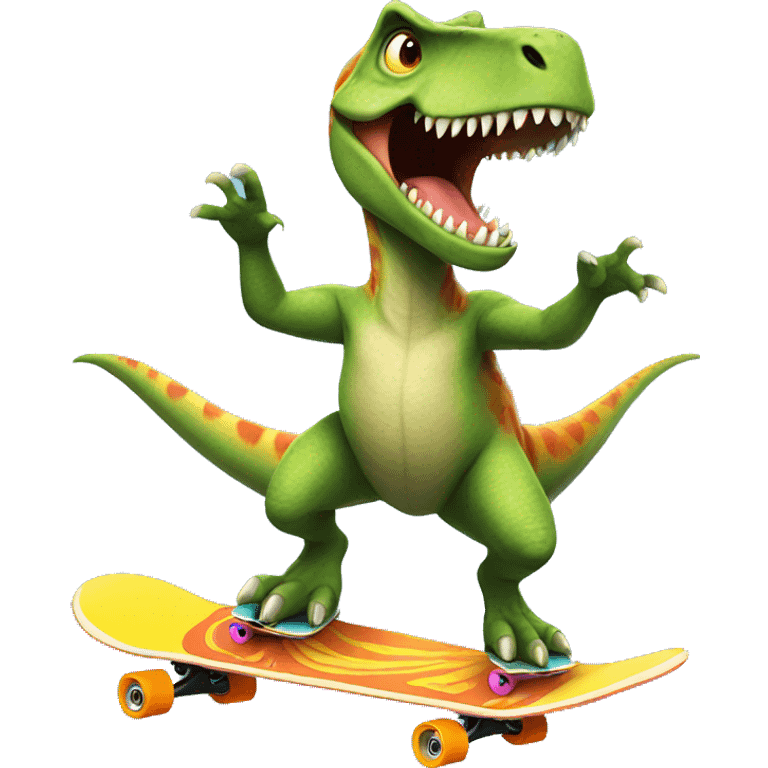 dinosaur riding a skateboard emoji