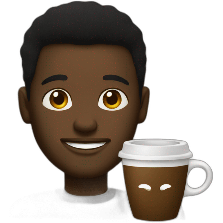 Black man and cup coffe emoji