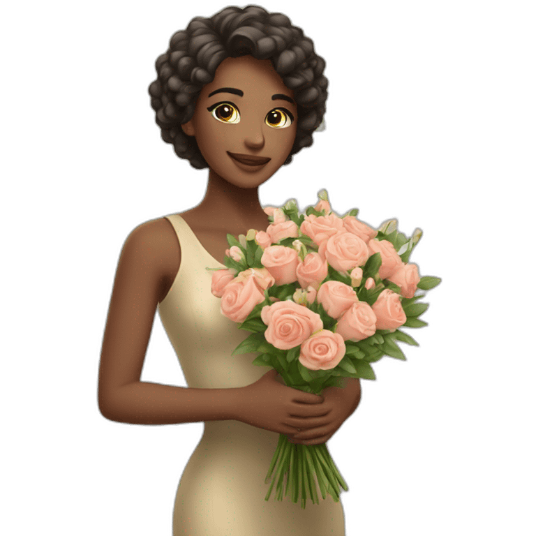 Beautiful girl with a bouquet emoji