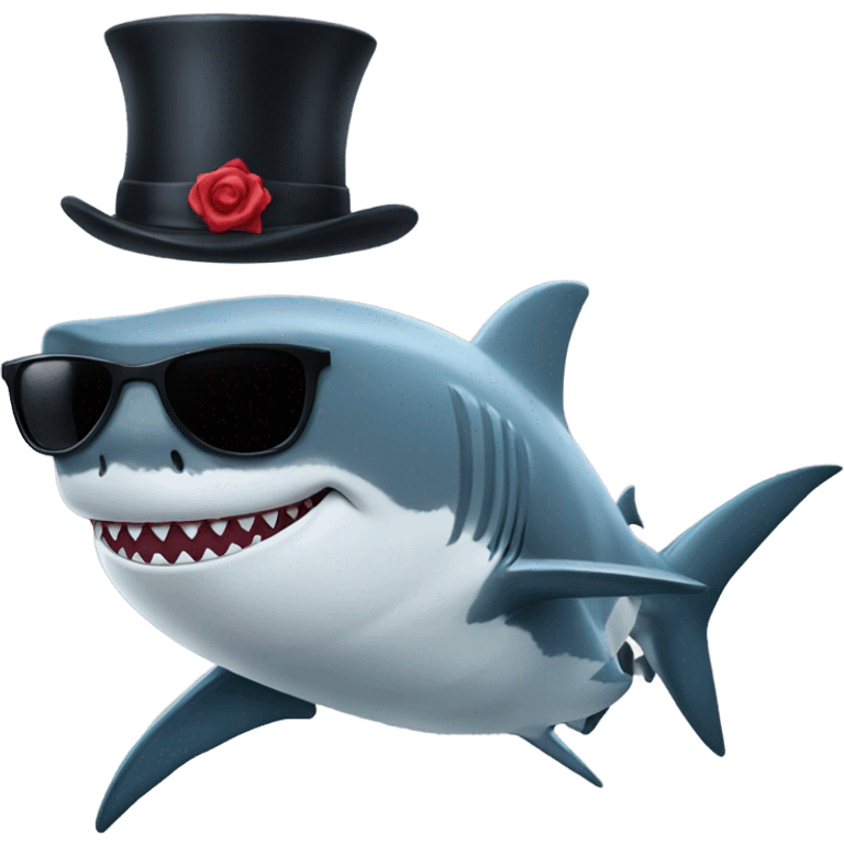 Shark with a top hat emoji