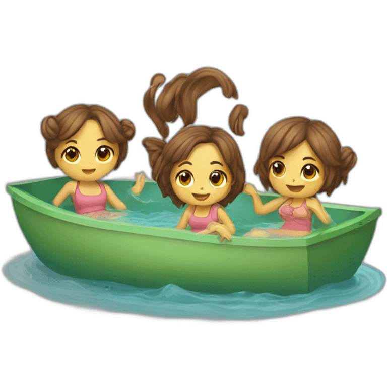 Des filles qui se baigne dans un lac emoji