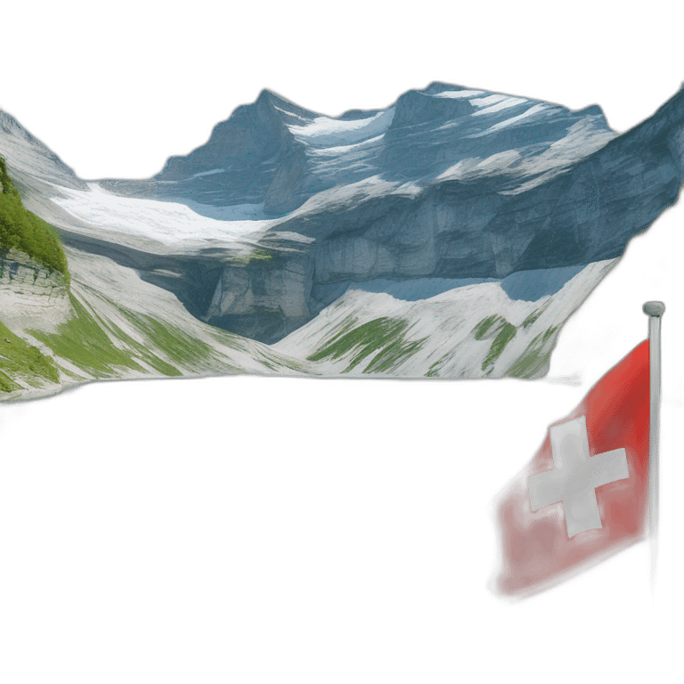 Lac D’oeschinensee avec drapeau suisse  emoji