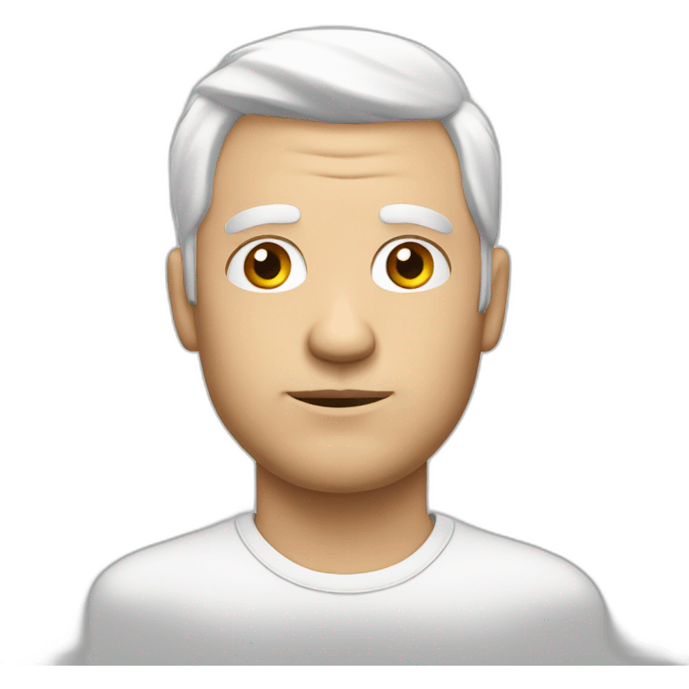 Insecure european guy with white hair wearing a shirt emoji