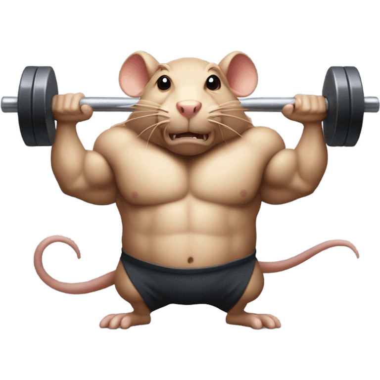 a muscular rat lifting a heavy barbell emoji