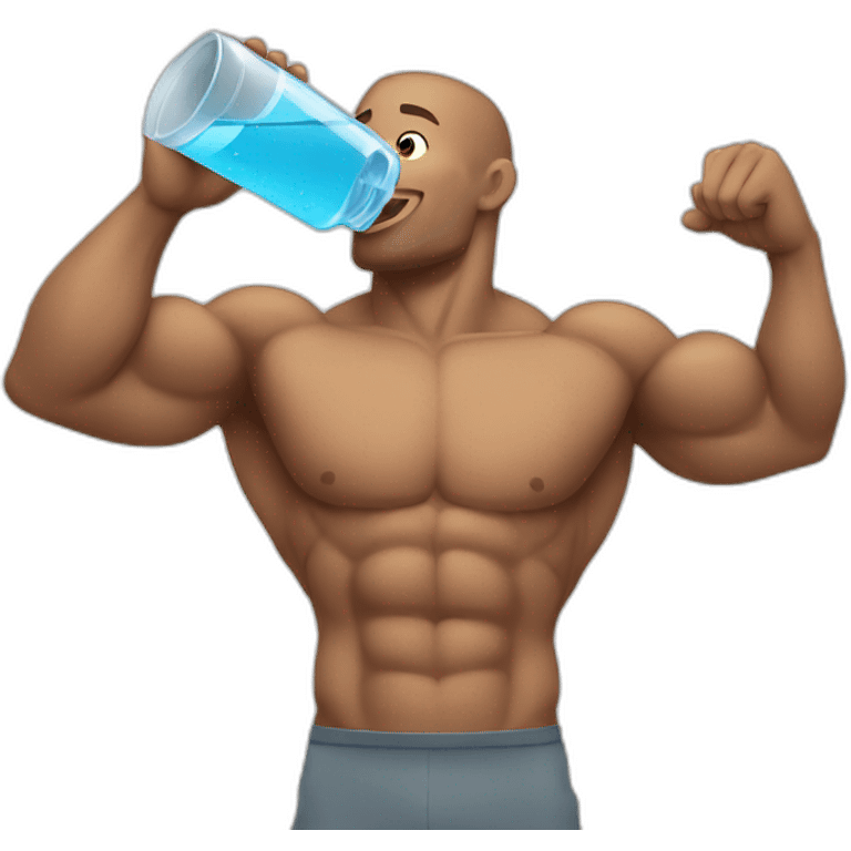 muscular man drinking water in glass emoji