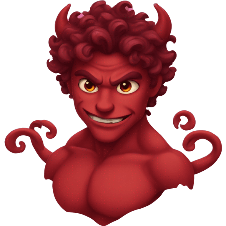 Male Demon red in love with curly hair emoji