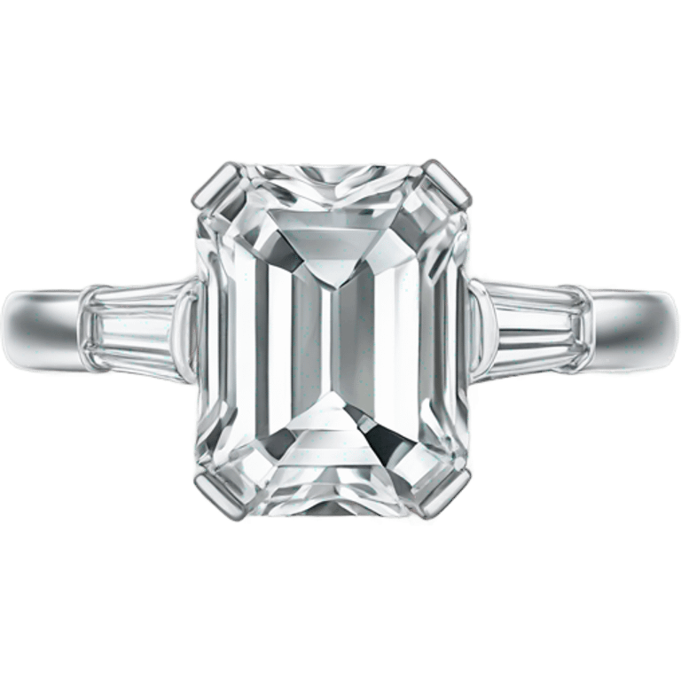 solitaire emerald cut diamond ring  emoji