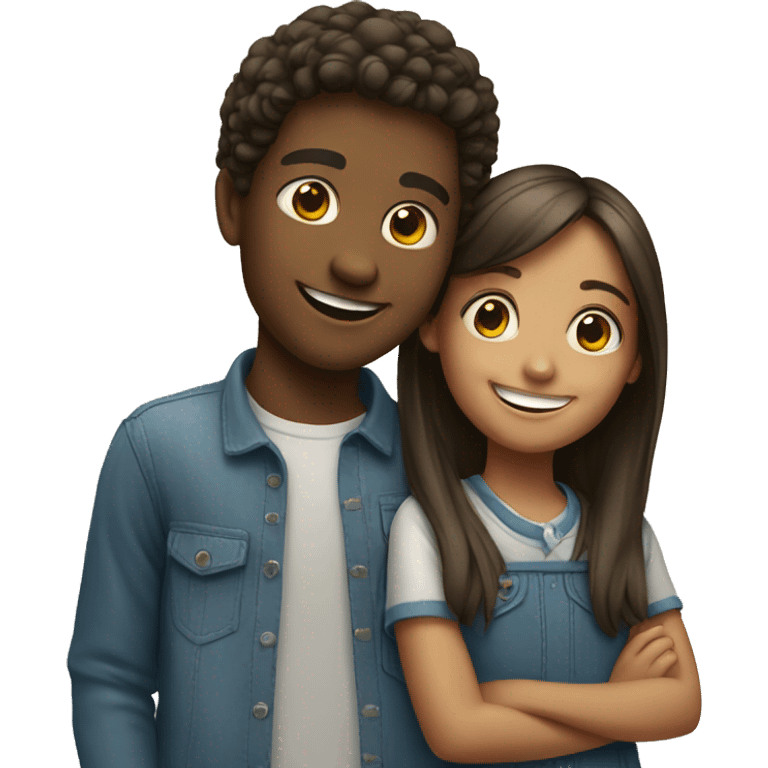 smiling girl with boy emoji