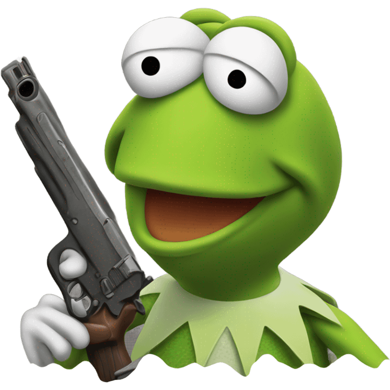 Kermit with a gun emoji