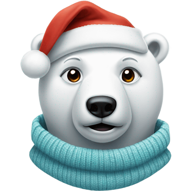 polar bear with sweater and santa hat emoji