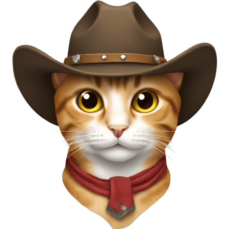 a cat wearing a cowboy hat and cowboy boots emoji