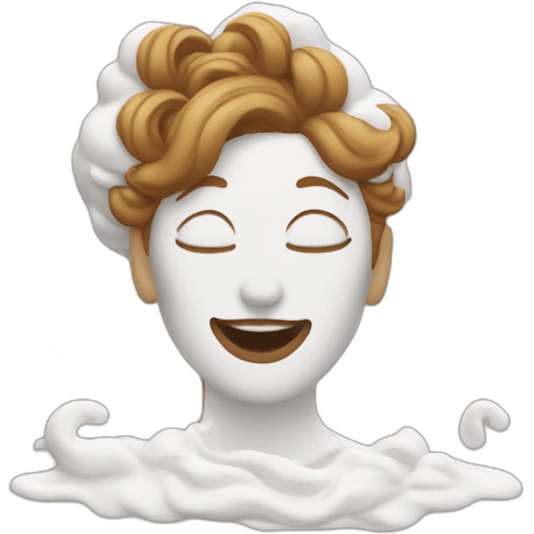 Woman covered in whipped cream emoji